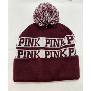 Victoria's Secret PINK Beanie Maroon Pom hat